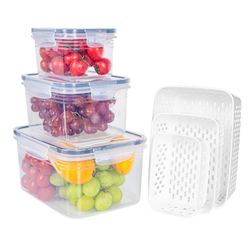 BlingBin Frischhaltedose Set BPA frei Kunststoff 3er Pack Vorratsdosen Set mit Deckel, Kunststoff, (3er Set, 3-tlg., 3pcs), für Getreide,Mehl,Zucker,Obst und Gemüse(0.85L+1.75L+3.3L) von BlingBin