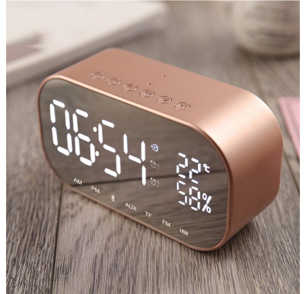 BlingBin Funk-Radiowecker Bluetooth Lautsprecher Digital FM Wecker Spiegel Alarm Bluetooth Lautsprecher Digital FM Wecker Spiegel Alarm von BlingBin