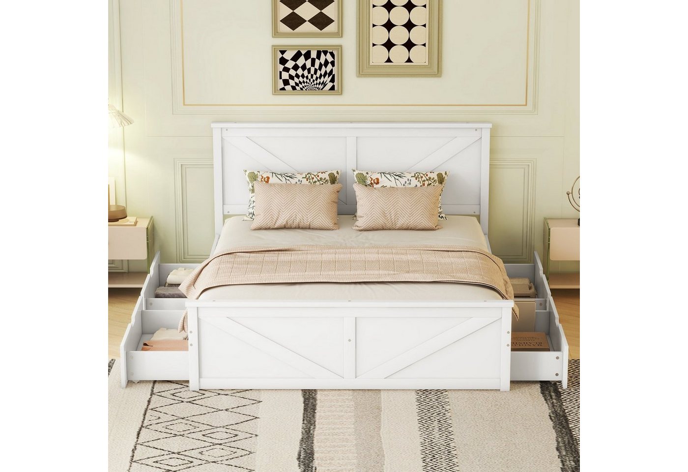 BlingBin Funktionsbett Stauraumbett Doppelbett (1 tlg), mit vier Schubladen,160×200 von BlingBin
