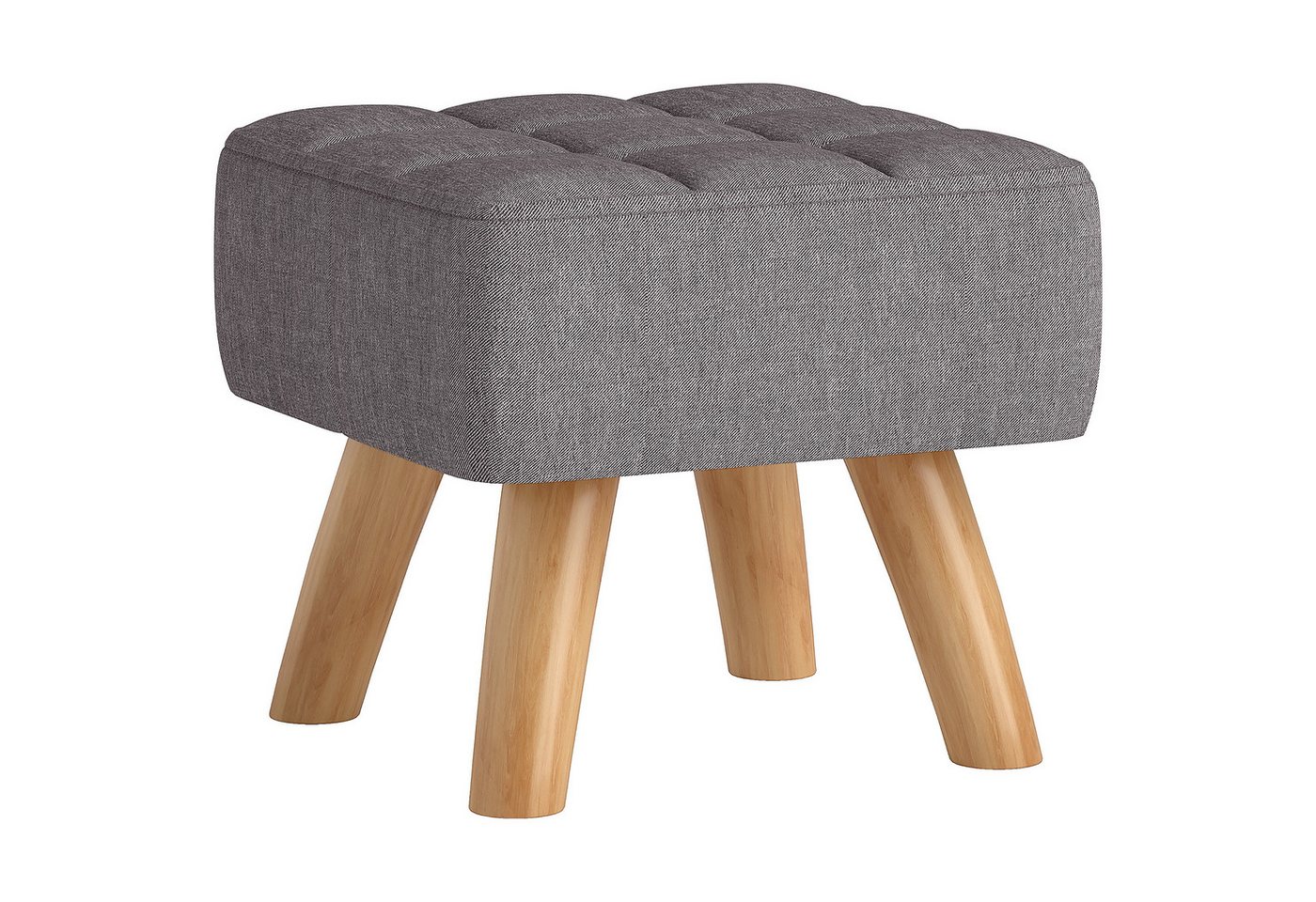 BlingBin Fußhocker Fußhocker in Leinenoptik, Holzbeine, moderner Polsterhocker Fußhocker (1er Set, 1 St., 27B x 27T x 26H cm), Fußhocker in Leinenoptik für Schlafzimmer, Wohnzimmer, grau von BlingBin