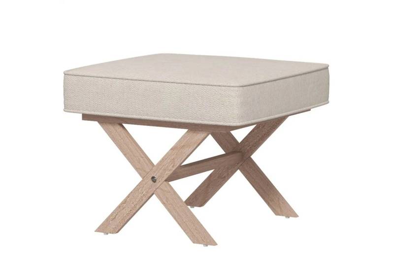 BlingBin Fußhocker Moderner Polsterhocker, Gepolstertem Sitz, Holzbein (Sitzhocker, 1 St., 51L x 47B x 42H cm), für Eingangsbereich, Flur, Wohnzimmer, Leinen, Massivholz von BlingBin
