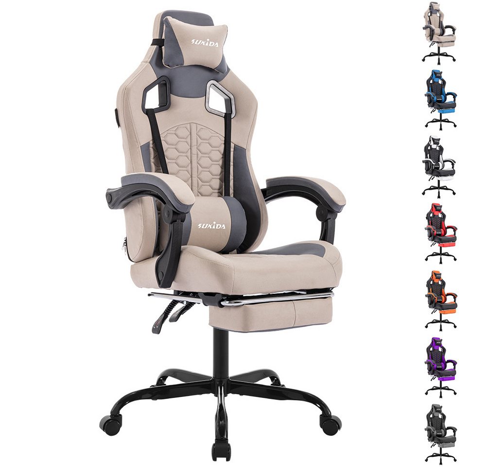 BlingBin Gaming-Stuhl Computer Bürostuhl mit Fußstütze, für Homeoffice und Gaming (Racing Gaming Chair Kopfstütze Verstellbarer Computerstuhl, 1 St), 90-135° Rückenlehne einstellbar Ergonomischer PC Stuhl, 360° Drehbar von BlingBin