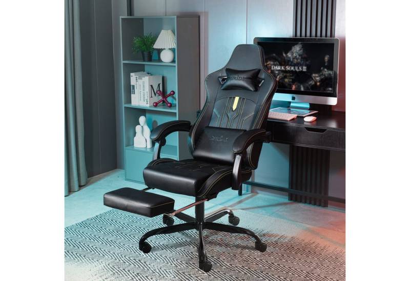 BlingBin Gaming-Stuhl Ergonomischer Bürostuhl PC Gamer Sessel Chair mit Fußstütze (1er Set, 1 St), Drehstuhl für Erwachsene mit Lendenwirbelstütze, bis zu 150 kg von BlingBin