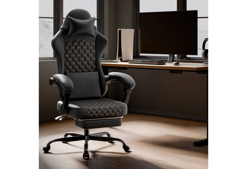 BlingBin Gaming-Stuhl Massage Gaming Sessel mit Fußstütze, PC Stuhl Gamer Stuhl Bürostuhl (1er Set, 1 St), Ergonomisches Design, verstellbare Armlehnen und Rückenlehne von BlingBin