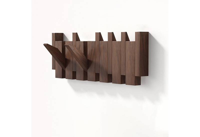 BlingBin Garderobenleiste 6 Haken Holzgarderobe, Wandgarderobe, Platzsparende (1er Set, 1 St., 44 x 15 x 3,5 cm), Flip Down Wand-Mounted Design, zum Aufhängen Hüten Schals Handtüchern von BlingBin