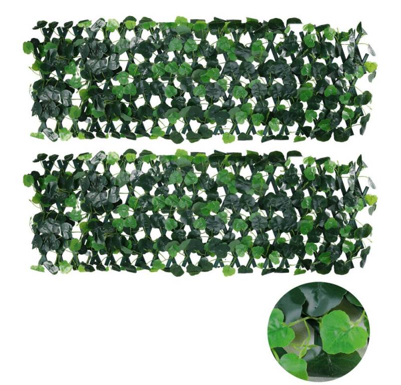 BlingBin Gartenzaun erweiterbarer Künstliche Hecken Sichtschutzzaun mit Blume, (2er Set, 2-St., 150x25 cm), künstlicher Balkon Sichtschutzblätter, Gartenbegrünung von BlingBin