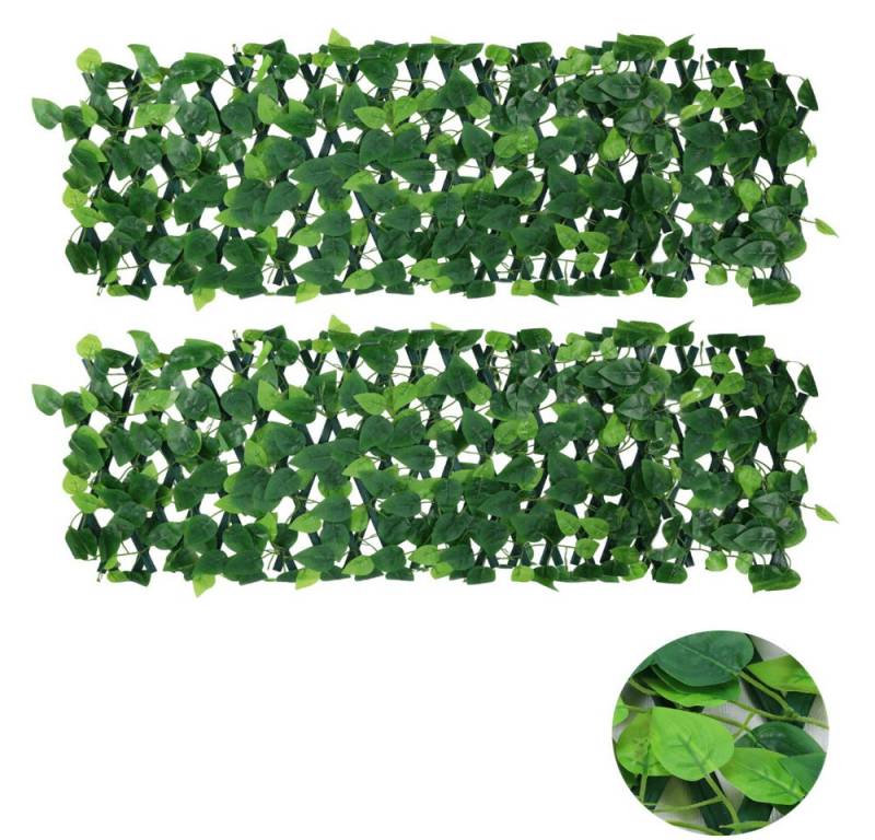BlingBin Gartenzaun erweiterbarer Künstliche Hecken Sichtschutzzaun mit Blume, (2er Set, 2-St., 150x25 cm), künstlicher Balkon Sichtschutzblätter, Gartenbegrünung von BlingBin