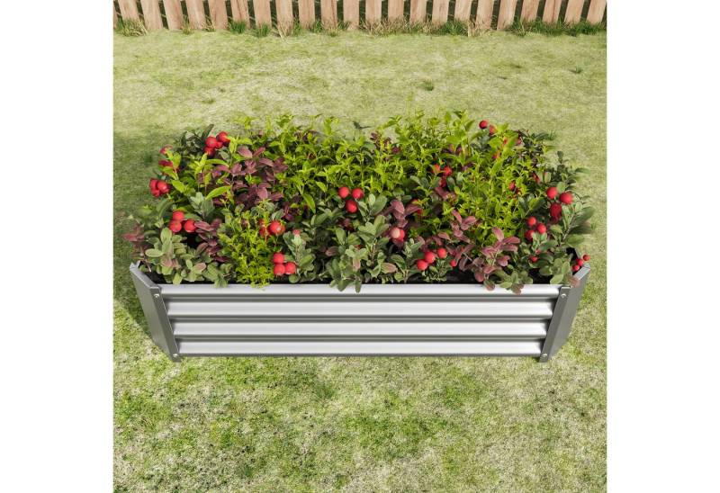 BlingBin Hochbeet Gartenbeet Metall Pflanzenbeet, Hochbeet Bausatz ohne Boden (Hochbeete für Garten aus Robustem Stahlblech mit Stabilem Design, 1 St., Maße: 120 x 60 x 30 cm, Rostschutz und Langer Haltbarkeit), Ideal für Gemüse, Kräuter & Blumen, Silber von BlingBin