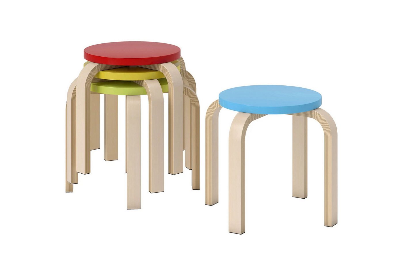 BlingBin Hocker Set mit 4 Esszimmerhockern, stapelbare Hocker, runde Hocker (4er Set, 4 St., 36 B x 36 T x 30 H cm), Stapelbare Hocker für Esszimmer, Wohnzimmer und Küche von BlingBin