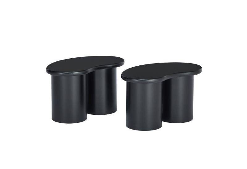 BlingBin Hocker Unregelmäßige Bank, Kleine Hocker (2er Set, 2 St., H24.5*B42*T22.5cm, Belastbarkeit: 100kg), Unregelmäßiger Couchtisch Bank, Schwarzer von BlingBin