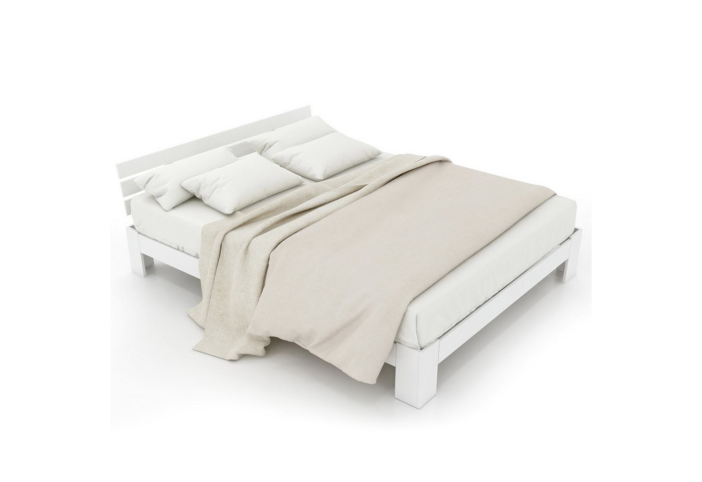 BlingBin Jugendbett Holzbett Doppelbett (1-tlg., mit Kopfteil aus Bettgestell, Massivholz, Kiefer), FSC, 140×200CM von BlingBin