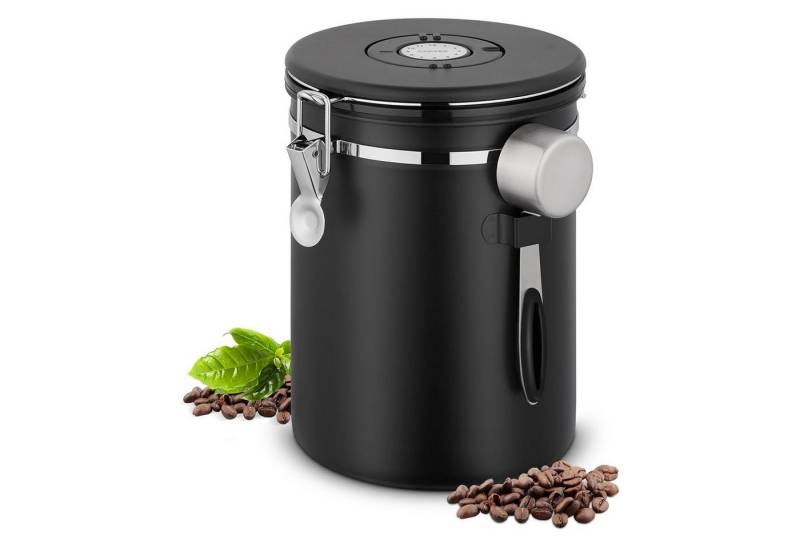 BlingBin Kaffeedose Luftdicht, 2,8L Kaffeebohnen Behälter aus Edelstahl mit Messlöffel, Edelstahl, (1er Set, 1-tlg., 20.8*14.8 cm, 1kg Bohnen Vakuum Kaffee Dose mit CO2-Ventil), Vorratsbehälter mit Datumsanzeige für Kaffeepulver/Tee/Nüsse/Kakao von BlingBin