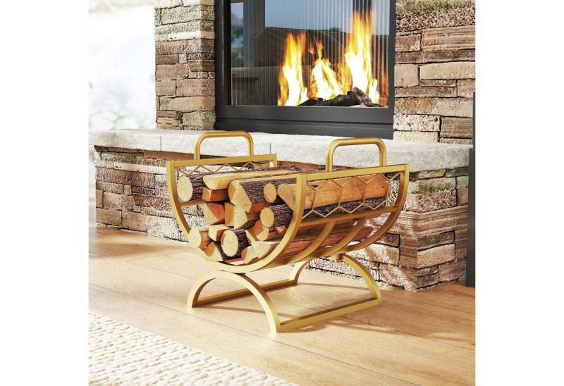 BlingBin Kaminholzregal Brennholzregal mit Griffe, erhöhter Kaminholzständer für Kamin Ofen, BxTxH:46x36x41 cm, (1er Set, 1-St., 46cm x 36cm x 41cm), erhöhter Kaminholzhalter für Feuerholz, Stapelholz von BlingBin