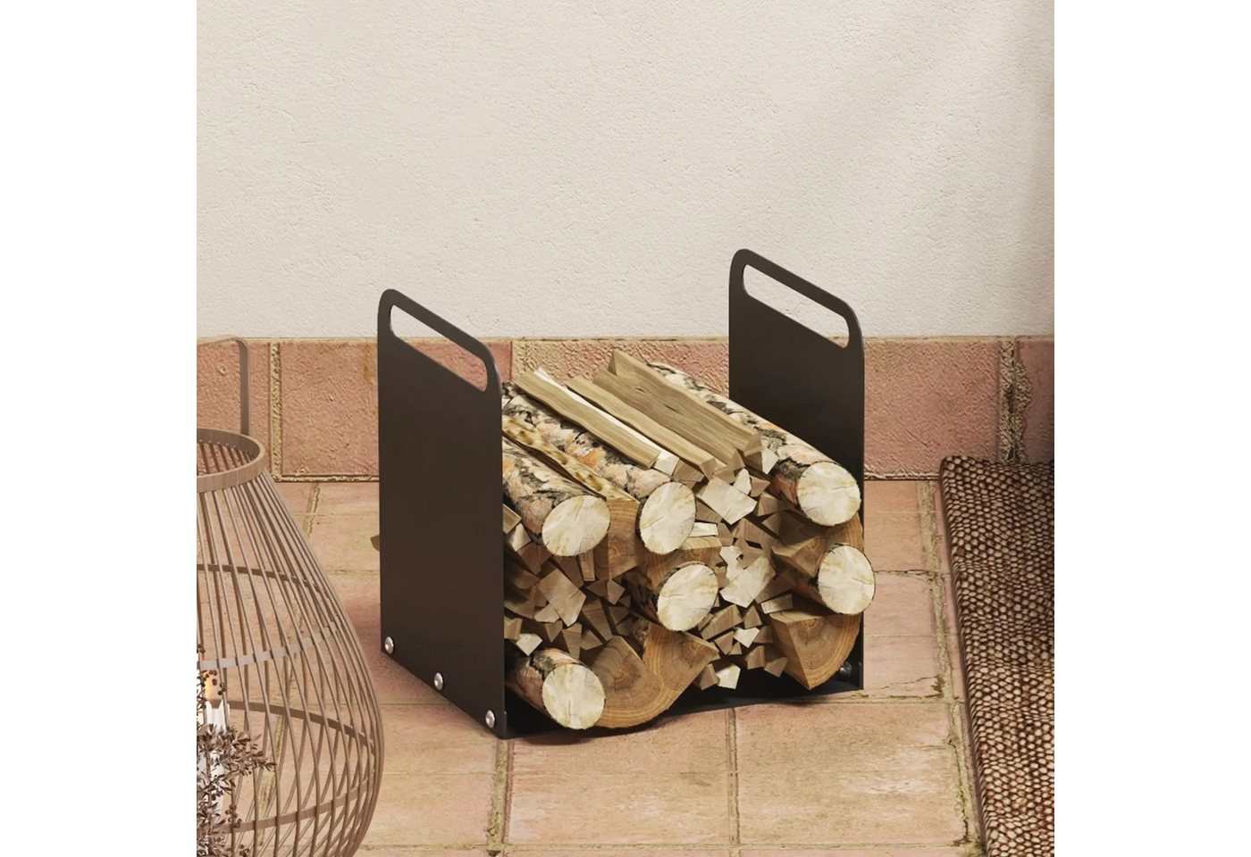 BlingBin Kaminholzregal Feuerholzablage Brennholzregal Kaminholzständer Feuerholzgestell, BxTxH:36.5x30x36 cm, (Kaminholzhalter mit 2 Tragegriffe, 1-St., Gesamtmaße: 36,5cm x 30cm x 36cm, Belastbarkeit: 30kg), Holzregal für Kaminofen, Outdoor, Indoor, Stahlrahmen, Schwarz BlingBin Kaminholzregal Feuerholzablage Brennholzregal Kaminholzständer Feuerholzgestell, BxTxH:36.5x30x36 cm, (Kaminholzhalter mit 2 Tragegriffe, 1-St., Gesamtmaße: 36,5cm x 30cm x 36cm, Belastbarkeit: 30kg), Holzregal für Kaminofen, Outdoor, Indoor, Stahlrahmen, Schwarz von BlingBin