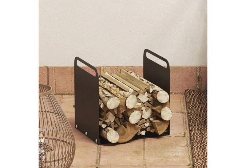 BlingBin Kaminholzregal Feuerholzablage Brennholzregal Kaminholzständer Feuerholzgestell, BxTxH:36.5x30x36 cm, (Kaminholzhalter mit 2 Tragegriffe, 1-St., Gesamtmaße: 36,5cm x 30cm x 36cm, Belastbarkeit: 30kg), Holzregal für Kaminofen, Outdoor, Indoor, Stahlrahmen, Schwarz von BlingBin