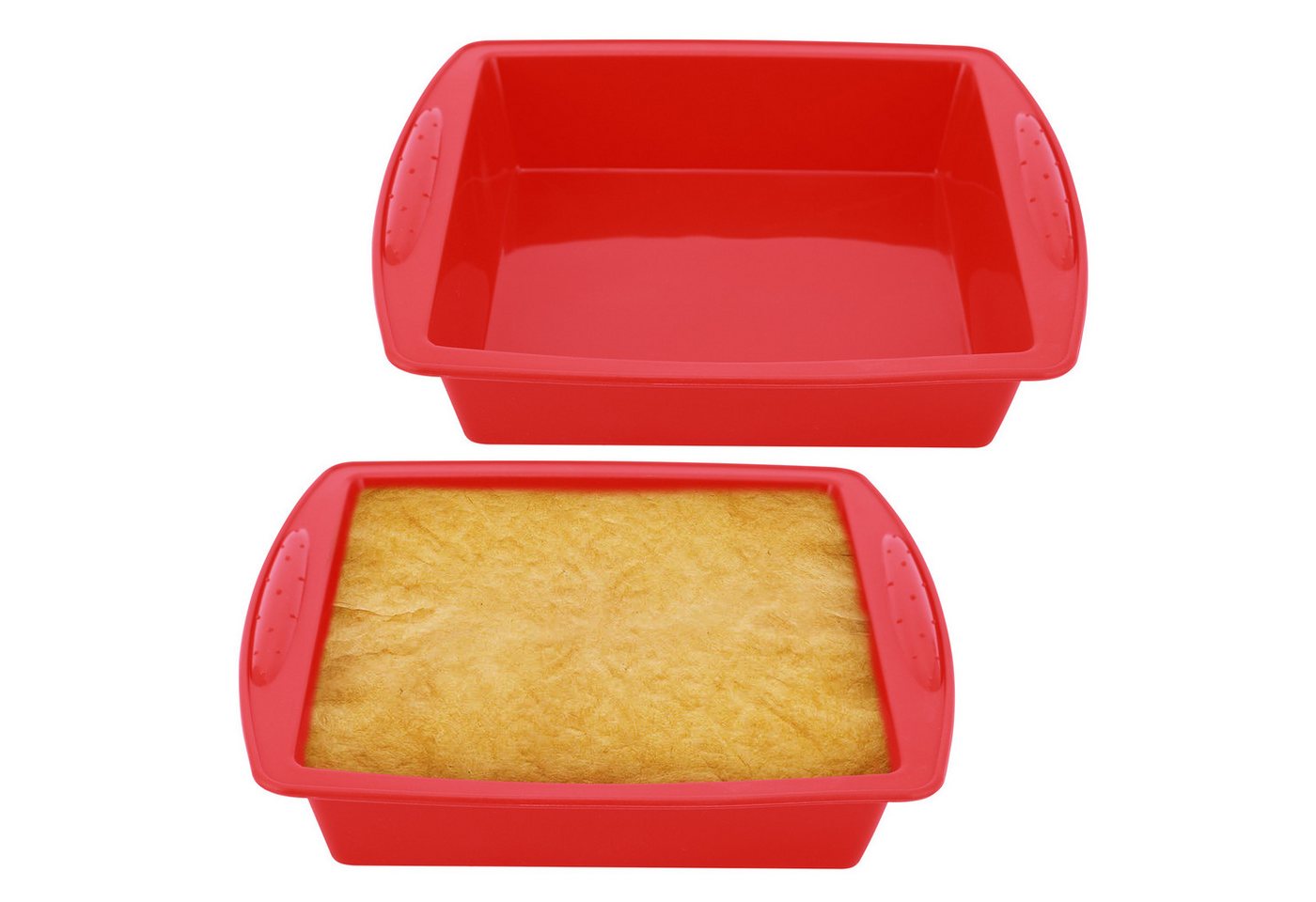 BlingBin Kastenform Silikon Brownie Backform 20x20cm, 2 Stück Kuchenform mit Griffen, (1er Set 2-tlg), Antihaft Backformen, Silikonformen zum Backen von Brownies von BlingBin