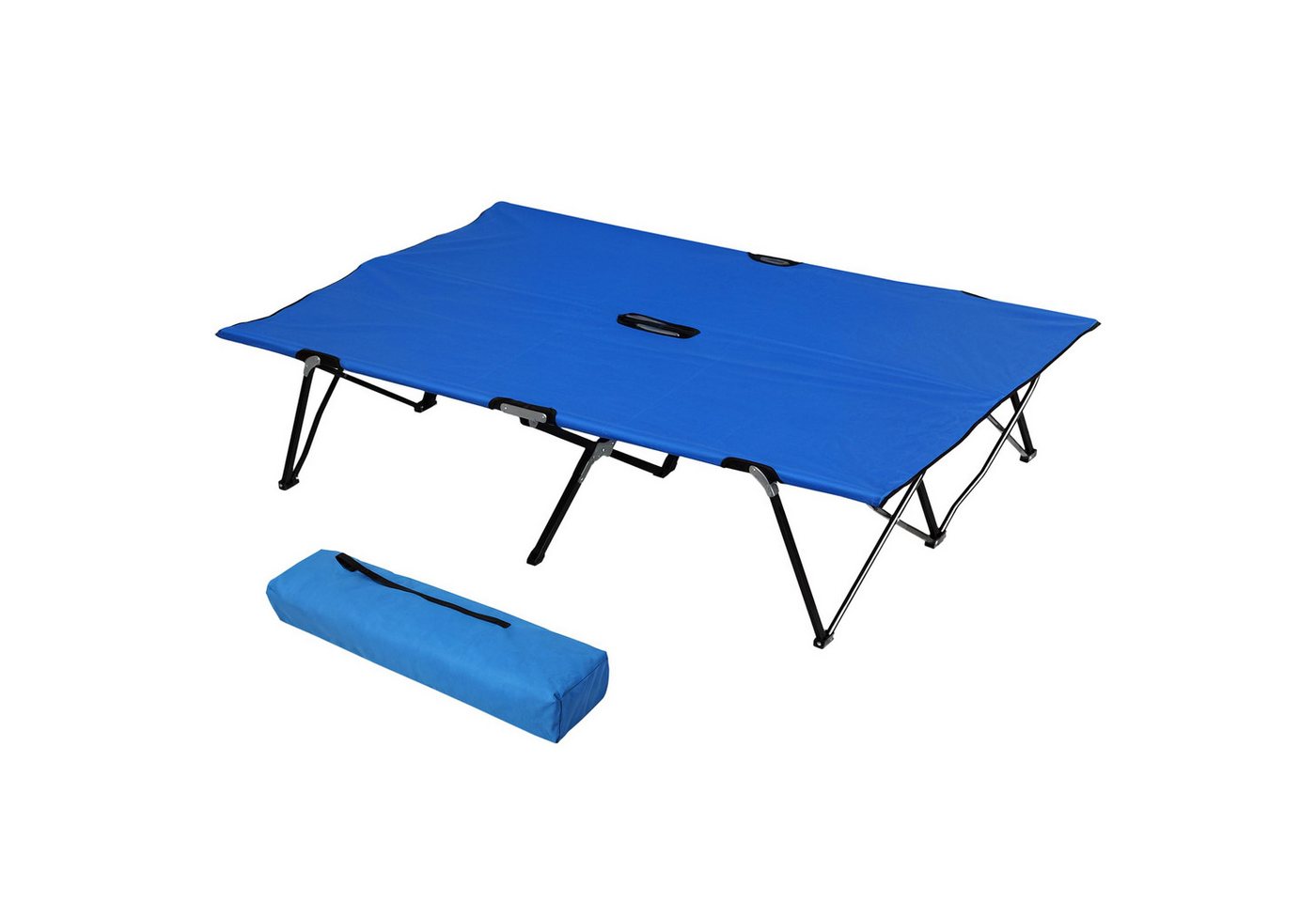 BlingBin Klappbett Faltbares Campingbett für 2 Personen, wird mit Tragetasche geliefert (1er Set, 1-St., 193 x 125 x 40 cm (L x B x H) Klappbett mit Tragetasche, Tragkraft bis 136 kg, Oxford-Stahlbett von BlingBin