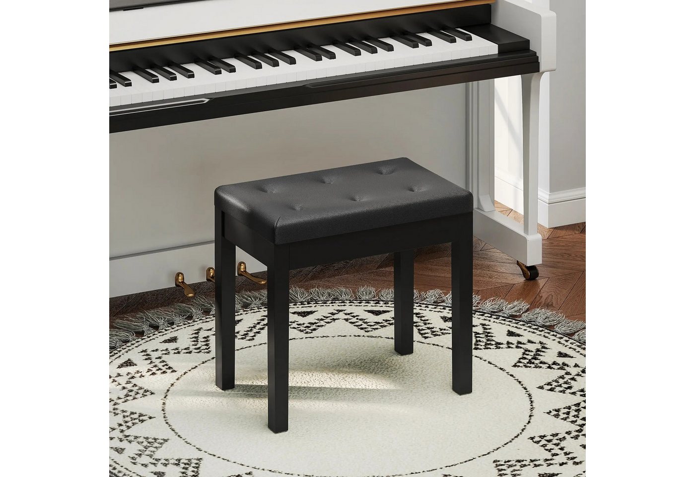 BlingBin Klavierbank Klavierhocker mit Stauraum, Holzbeine Pianobank Kunstleder (1er Set, 1-St., 55cm x 34cm x 50cm), Hocker gepolstert, Sitzhocker, Sitzbank 55cm x 34cm x 50cm von BlingBin