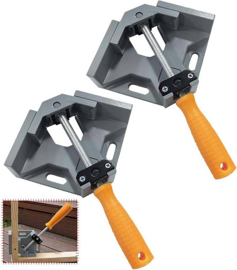 BlingBin Klemmen Winkelspanner 90 Grad mit Swing Kiefer, Winkelzwinge Positionierwinkel, (2 Stück Aluminium-Legierung Eckspanner für Holzarbeiten, Rahmenspanner, 2-St., 15,5*27*4cm), DIY Handwerkzeuge Eckklemme für Holz, Metall und Glas von BlingBin