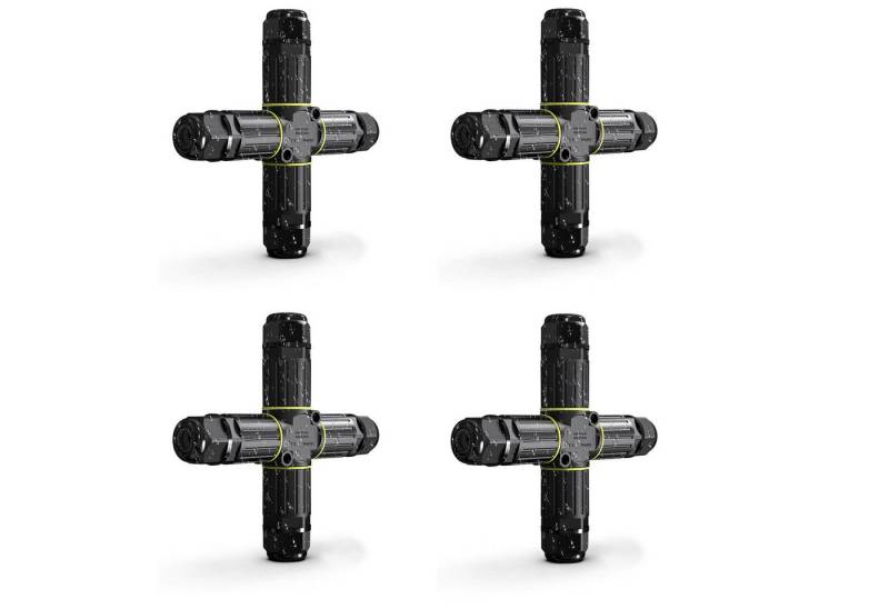 BlingBin Koax-Kabelverbinder IP68 Wasserdicht Abzweigdose Elektrischer Verteilerdose Aufputz, 3-polig, 1er Set, 4-tlg., EW-P25X-3P-Stecker x4, für Ø5-9 mm Kabeldurchmesser, Kabelmuffe Typ Zehn Schnellverbinder von BlingBin