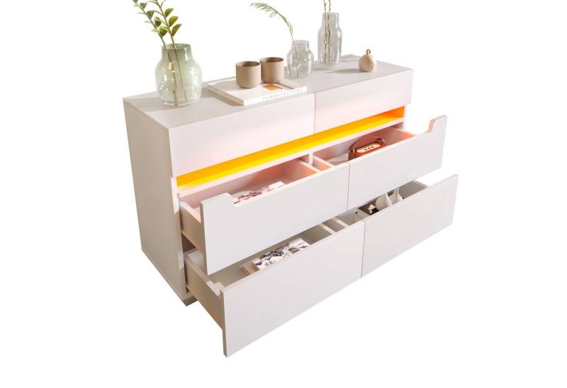 BlingBin Kommode Sideboard (1 St., Mehrzweckschrank für Wohnzimmer und Schlafzimmer, 71 x 120 x 40 cm), mit 6 Schubladen, LED Beleuchtung (App Control) von BlingBin