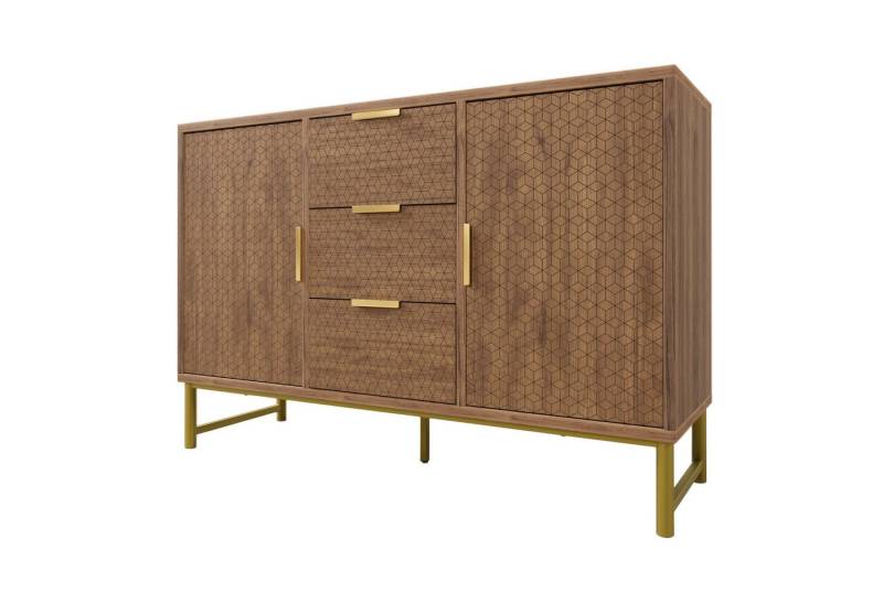 BlingBin Kommode Sideboard (1 St., mit 3 Schubladen und 2 Türen), verstellbare Fächer, kippsicher, 120 x 40 x 75 cm von BlingBin