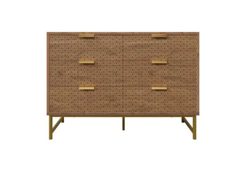 BlingBin Kommode Sideboard (1 St., mit 6 Schubladen), kippsicher, 120 x 40 x 75 cm, Nussbaum von BlingBin