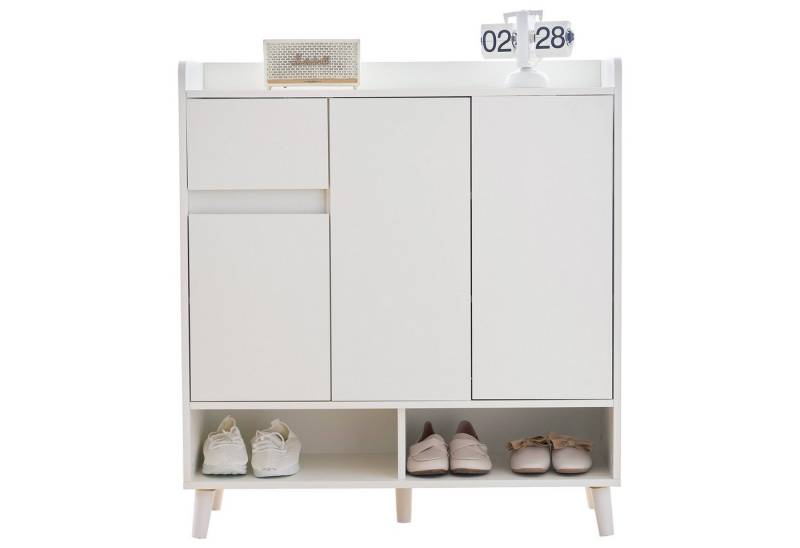 BlingBin Kommode Sideboard Schuhschrank mit Verstellbaren Einlegeböden (1er Set, 1 St., Maße: H99 cm x B90 cm x T35 cm), Minimalistischer Home Organizer mit Massivholzbeinen von BlingBin