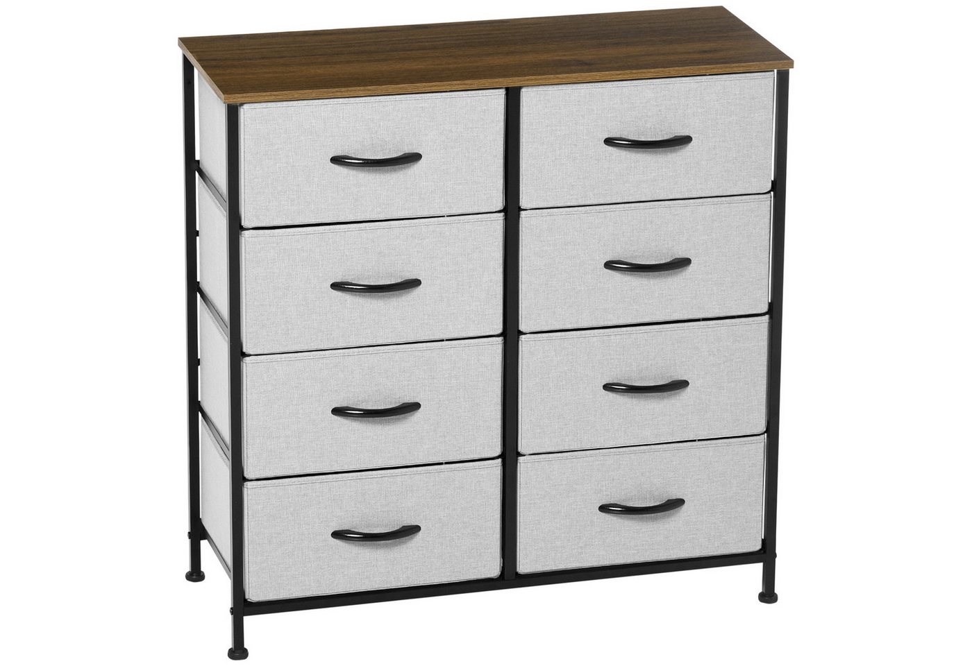 BlingBin Kommode Sideboard mit 8 klappbaren Stoffschubladen, Schubladenschrank (Aufbewahrungsschrank, 1 St., mit Arbeitsplatte, Griff, Metallrahmen 80x30x81,5 cm), Mehrzweckschrank mit Kippschutz, für Wohnzimmer Schlafzimmer, Grau von BlingBin