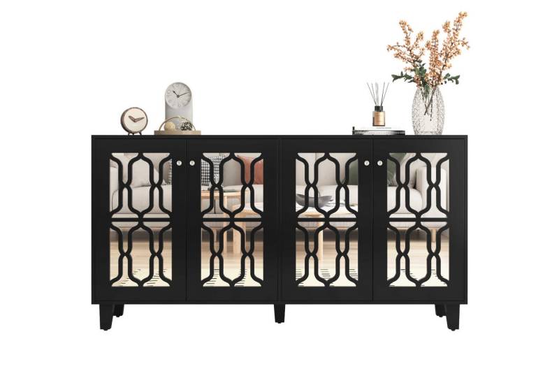 BlingBin Kommode verspiegelte Anrichte Sideboard Kommode (mit kühlen Kristallgriffen Zwei Türen für Wohn- und Esszimmer), Spiegeltür von BlingBin