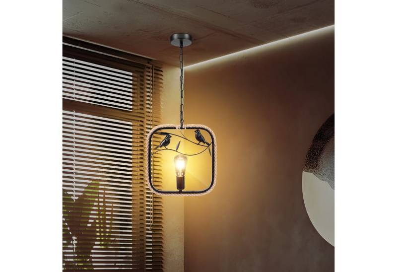 BlingBin Kronleuchter Dekorative Deckenleuchte Glühbirnenhalter E27, Hanfseil Pendelleuchte, Moderne einköpfige Kronleuchter, ohne Leuchtmittel, Kronleuchter für Wohnzimmer Schlafzimmer Café Bar, ohne Leuchtmittel von BlingBin