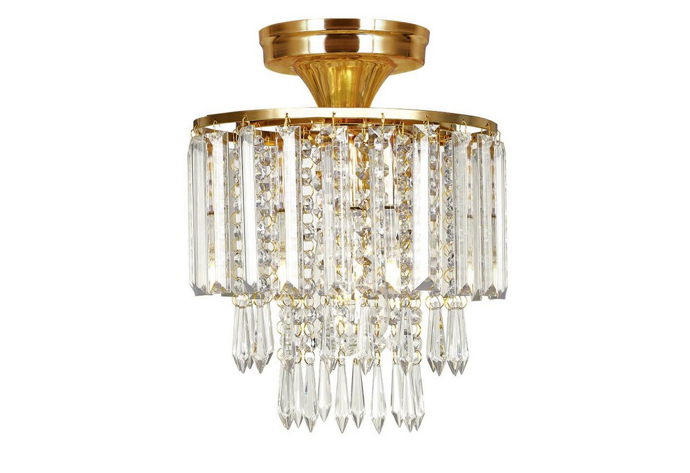 BlingBin Kronleuchter Kristall-Deckenleuchte, 3-lagige Kristalllampe Deckenlampe E27-Fassung, Lampenfassung: E27 (Lichtquelle nicht im Lieferumfang enthalten), ohne Leuchtmittel, Unterputz-Deckenbeleuchtung für Flur, Schlafzimmer, Wohnzimmer von BlingBin