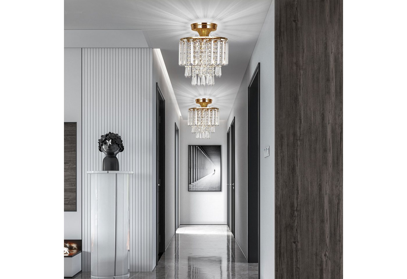 BlingBin Kronleuchter Modern Kristall Deckenleuchte Gold Deckenlampe E27 Fassung, Ø23cm, ohne Leuchtmittel, ohne Glühbirnen, Unterputz-Deckenbeleuchtung für Flur, Schlafzimmer, Wohnzimmer BlingBin Kronleuchter Modern Kristall Deckenleuchte Gold Deckenlampe E27 Fassung, Ø23cm, ohne Leuchtmittel, ohne Glühbirnen, Unterputz-Deckenbeleuchtung für Flur, Schlafzimmer, Wohnzimmer von BlingBin