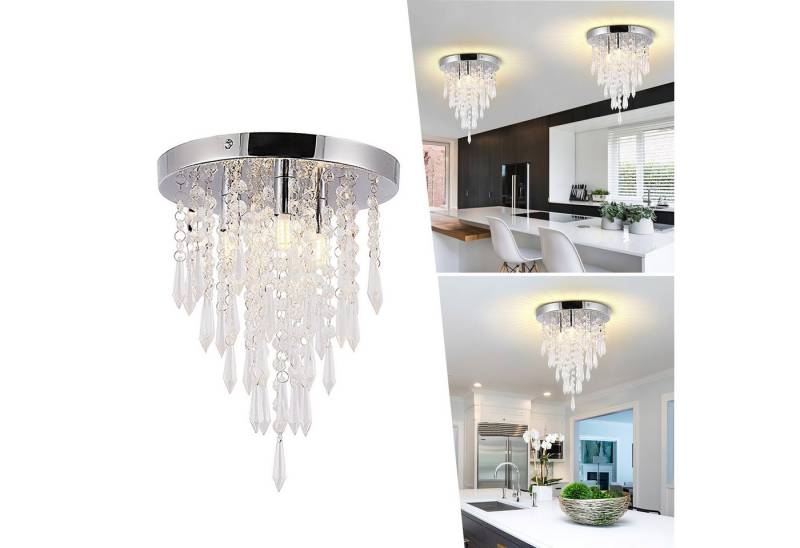 BlingBin Kronleuchter Modern Kristall Kronleuchter, G9 Runder Deckenleuchte Deckenlampe, Enthält drei G9-Glühbirnen, LED fest integriert, Warmes Licht, Neutrales Licht, Weißes Licht, Lampe Kristalle mit Elegantem Design für Wohnzimmer, Schlafzimmer von BlingBin