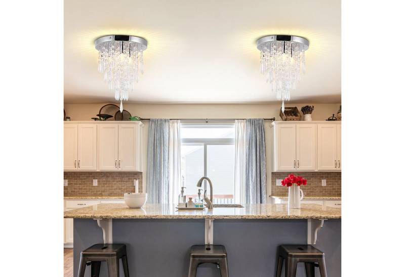 BlingBin Kronleuchter Modern Kristall Kronleuchter, G9 Runder Deckenleuchte Deckenlampe, Enthält drei G9-Glühbirnen, LED fest integriert, Warmes Licht, Neutrales Licht, Weißes Licht, Lampe Kristalle mit Elegantem Design für Wohnzimmer, Schlafzimmer von BlingBin