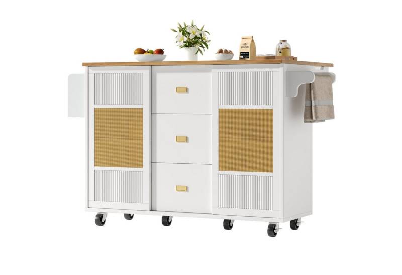 BlingBin Kücheninsel Küchenwagen, küchenmöbe, Buffetschrank mit Rollen, (Küchenschrank kücheninsel), Küchenwagen mit Handtuchhalter, Gewürzregal,verstellbaren Einlegeböden von BlingBin