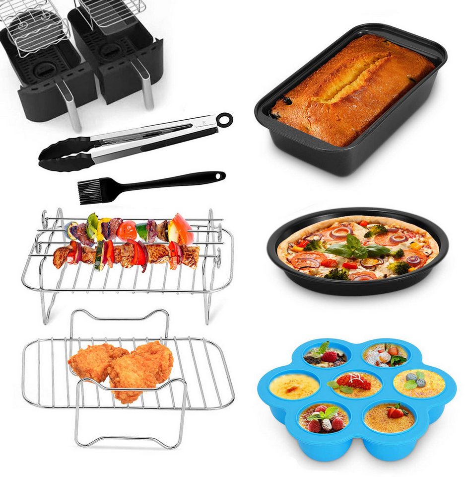 BlingBin Küchenmaschinen Zubehör-Set Heißluftfritteuse Zubehör, Doppelkammer Airfryer Zubehör Set, Zubehör für Ninja AF300EU, AF400EU, mit Backform, Pizza Pan, Grillrost, Dämpfen Rack BlingBin Küchenmaschinen Zubehör-Set Heißluftfritteuse Zubehör, Doppelkammer Airfryer Zubehör Set, Zubehör für Ninja AF300EU, AF400EU, mit Backform, Pizza Pan, Grillrost, Dämpfen Rack von BlingBin