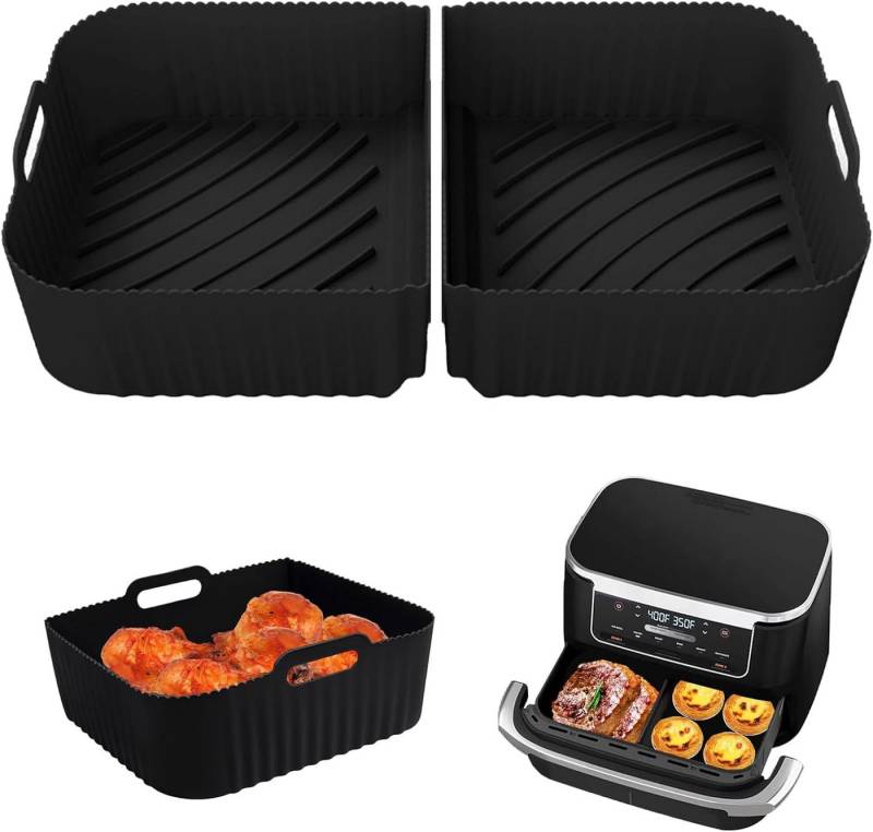 BlingBin Küchenmaschinen Zubehör-Set Heißluftfritteuse Zubehör für Ninja Af500EU 10,4L Airfryer Silikonform, Zubehör für Ninja Foodi FlexDrawer Doppel-Luftfritteuse 10.4L Af500EU Af500EUCP, Silikonform Air Fryer für Fritteuse, Ninja Foodi Flex AF500EU von BlingBin