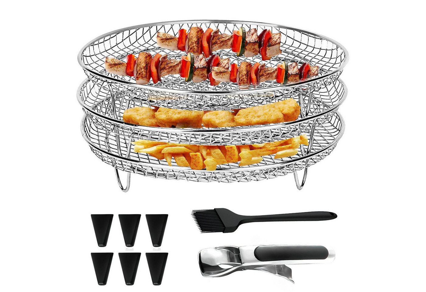 BlingBin Küchenmaschinen Zubehör-Set Heißluftfritteusen Zubehör für Ninja Foodi, Airfritteusenkorb Zubehör, Zubehör für Ninja, Gowise, Phillips, Ninja Foodi, 3-lagiges Luftfritteusen-Gestell für Ofen, Mikrowelle, Backen, Braten BlingBin Küchenmaschinen Zubehör-Set Heißluftfritteusen Zubehör für Ninja Foodi, Airfritteusenkorb Zubehör, Zubehör für Ninja, Gowise, Phillips, Ninja Foodi, 3-lagiges Luftfritteusen-Gestell für Ofen, Mikrowelle, Backen, Braten von BlingBin