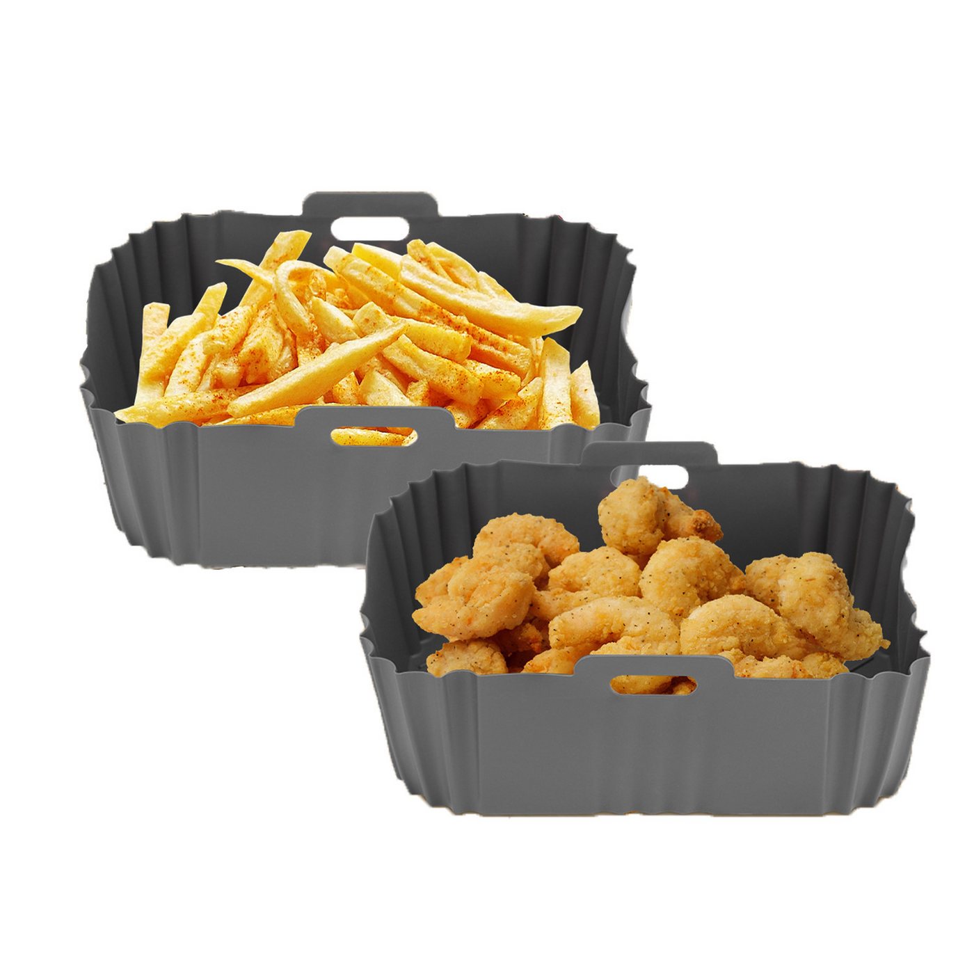 BlingBin Küchenmaschinen Zubehör-Set Silikon Backform Heißluftfritteuse Accessories Silikoneinsatz Zubehör, Zubehör für Heißluftfritteuse, 2 Stück Silikon Backform Wiederverwendbar anstelle Backpapier von BlingBin