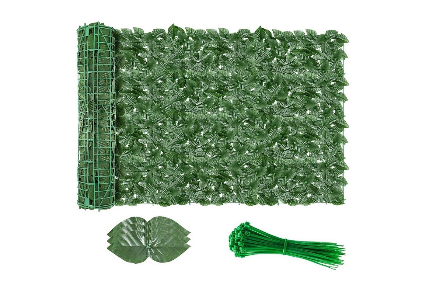 BlingBin Kunsthecken-Sichtschutz Künstliche Efeu Garten Sichtschutz, Wandschutz Sichtschutzzaun, (1er Set, 1-St., 1m*3m, 1 x Künstliche Efeu Garten Sichtschutz, 10 Stück Kabelbinder), Zaunpaneele für Terrasse, Balkon, Garten, Innen- und Außenbereich von BlingBin