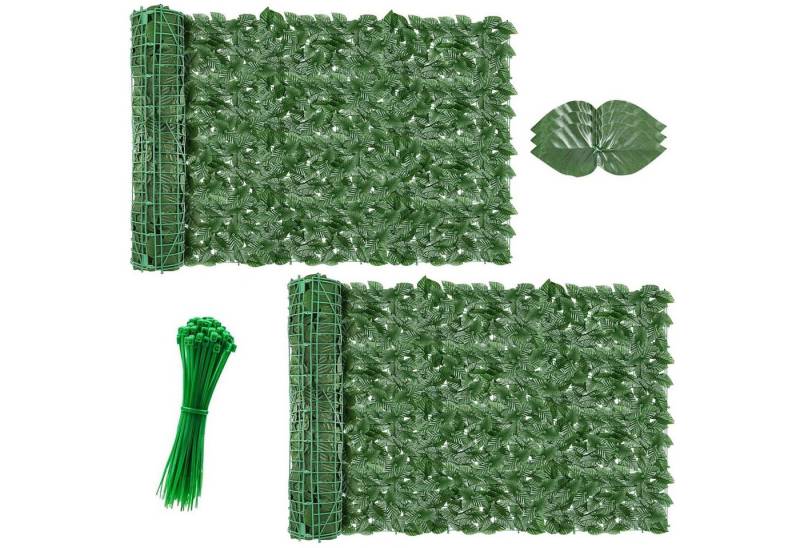 BlingBin Kunsthecken-Sichtschutz Künstliche Efeu Hecke Sichtschutz, Balkon Sichtschutz Efeu, (2 x Künstliche Efeu Garten Sichtschutz, 2-St., 100*300cm), Dekoration für Außenbereich Gartendekoration Sichtschutz Windschutz von BlingBin