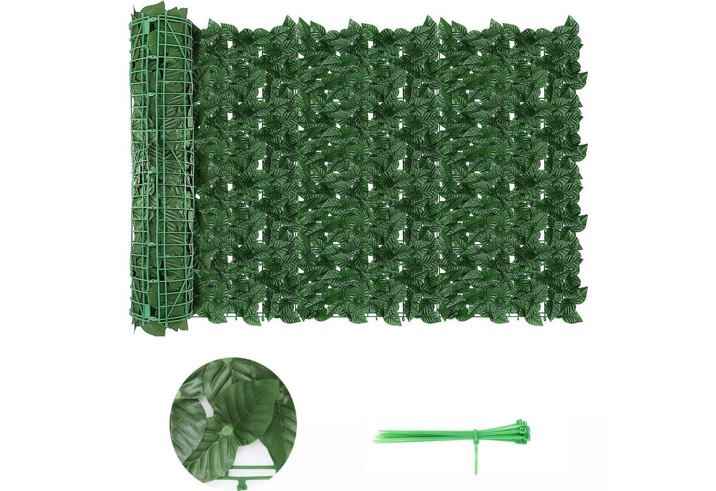 BlingBin Kunsthecken-Sichtschutz Künstliche Hecke Sichtschutz 1x3 Meter Sichtschutz Balkon Blätter, (1er Set, 1-St., 1x3M), Premium Künstliche Hecke für Zaun, Balkon Sichtschutz, Balkongeländer von BlingBin