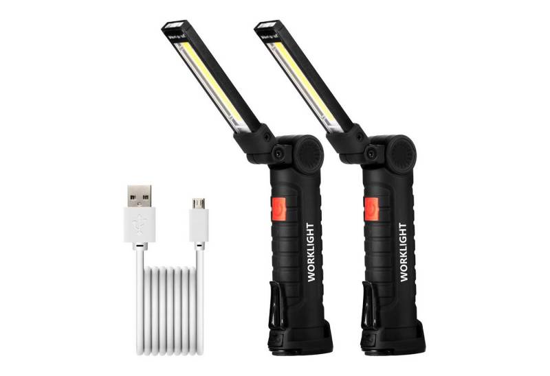 BlingBin LED Arbeitsleuchte Magnetische Taschenlampe, USB-Lade-COB-Arbeitsleuchte, Arbeitslicht, USB Wiederaufladbare, LED fest integriert, COB, Zusammenklappbare LED Taschenlampe Für Die Autoreparatur Im Freien von BlingBin