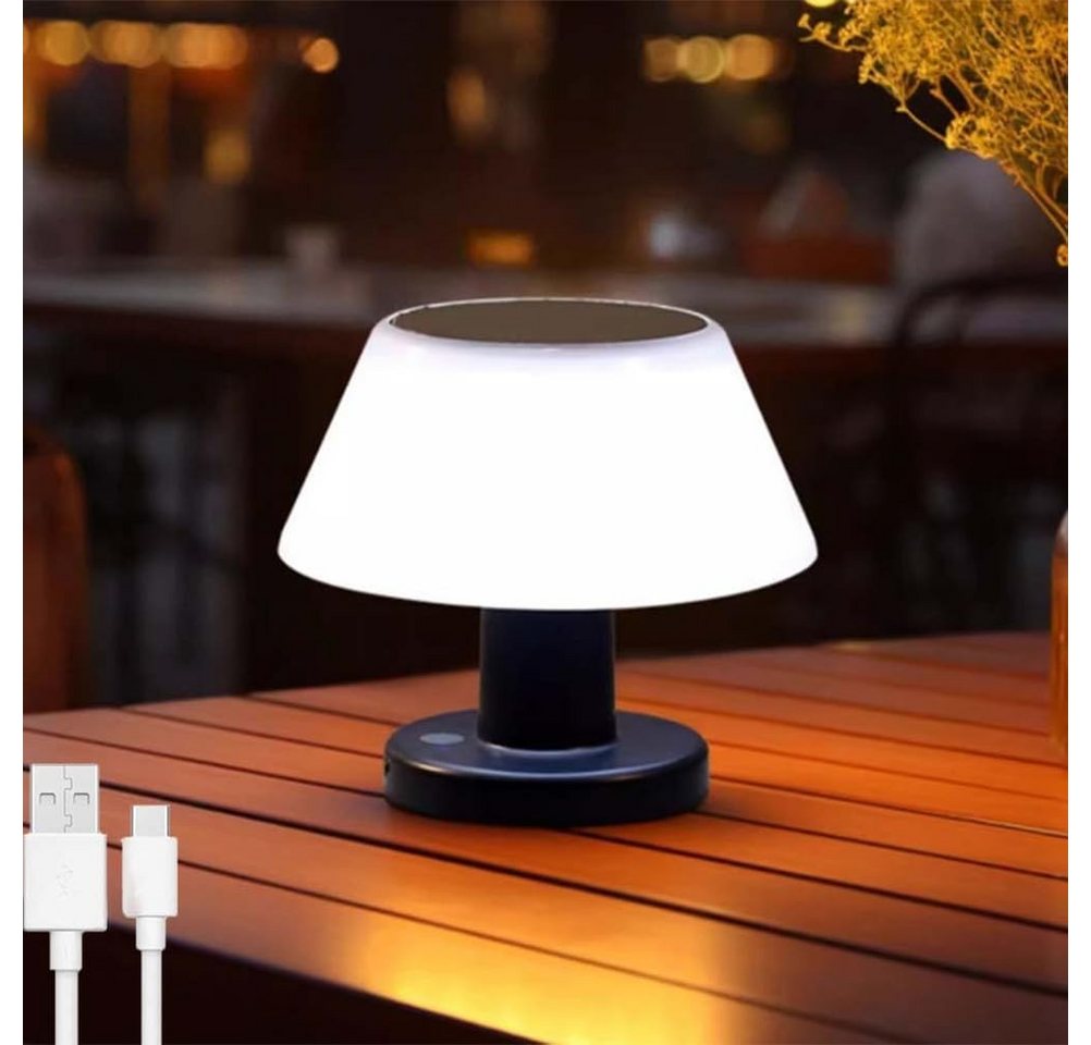 BlingBin LED Außen-Tischleuchte LED Solar Tischleuchte Außenleuchte Dimmbar Pilzlampe, Wasserdicht, Zwei Beleuchtungsmodi, LED fest integriert, Tageslichtweiß, IP65 wasserdichte Solarleuchte für Garten und Balkon im Außenbereich von BlingBin