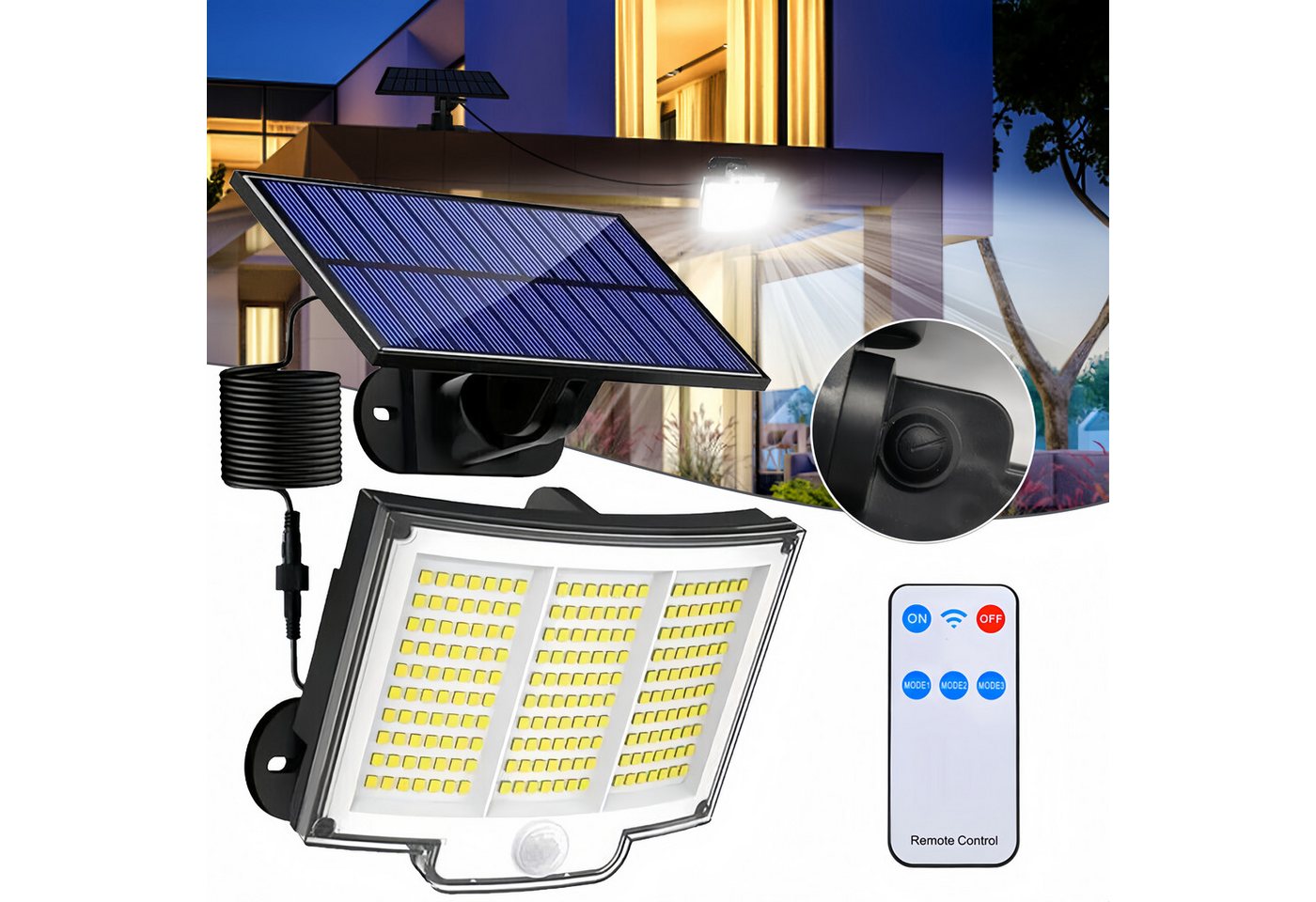 BlingBin LED Außen-Wandleuchte 210 LEDs Solarleuchten Solar Wandlampe mit Bewegungssensor, Bewegungsmelder, LED fest integriert, Tageslichtweiß, Solar Einzelkopf Split-Wandleuchte Gartenleuchten Sicherheitslampe BlingBin LED Außen-Wandleuchte 210 LEDs Solarleuchten Solar Wandlampe mit Bewegungssensor, Bewegungsmelder, LED fest integriert, Tageslichtweiß, Solar Einzelkopf Split-Wandleuchte Gartenleuchten Sicherheitslampe von BlingBin