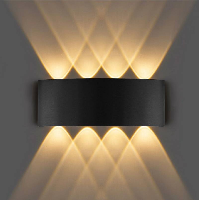 BlingBin LED Außen-Wandleuchte Aluminium Wandlampe Up Down Wandbeleuchtung IP65 Wasserdicht, Gartenlichter, LED fest integriert, Warmweiß, 8W LED Modern Wandstahler Für Terrasse Balkon Veranda Hof von BlingBin