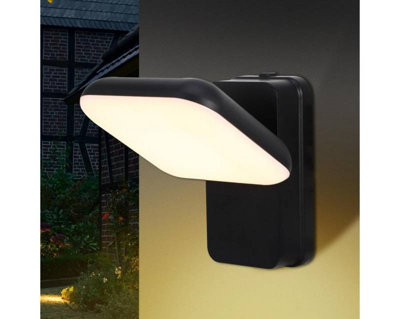 BlingBin LED Außen-Wandleuchte Außenlampe, LED Wandleuchte Aussen, 12W Wasserdicht Wandlampe Außen, Wasserdicht IP65, LED fest integriert, Warmweiß, Außenleuchte mit Schwenkbar LED Panel für Garten, Terrasse, 1 Stück von BlingBin
