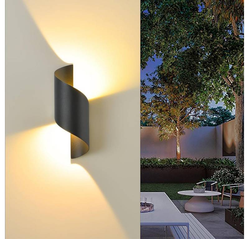 BlingBin LED Außen-Wandleuchte LED Wandleuchte 10W IP65, Aluminium Außenlampe 3000K Warmweiß, S-förmiges, modernes Design für dekorative Lichteffekte, LED fest integriert, Warmweiß, IP65 Schutz: staub- und wasserdicht, ideal für außen von BlingBin