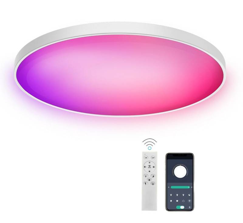 BlingBin LED Deckenleuchte 36W Deckenlampe RGB Farbwechsel Rund Flach Lamp mit Fernbedienung, APP-Steuerung, LED fest integriert, RGB, für Wohnzimmer Schlafzimmer Kinderzimmer Küche 30cm von BlingBin